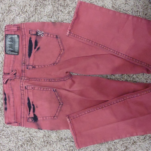 Hydraulic Jeans 11/12 Bailey Super Skinny bold rose color with black accents VGC - Picture 8 of 15